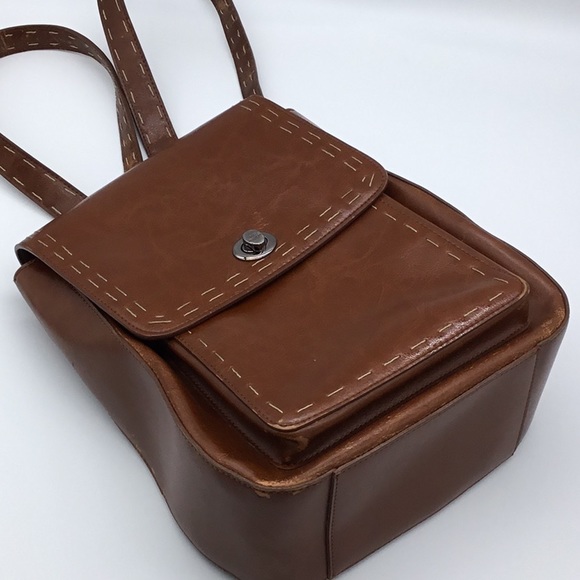 Jones New York Handbags - Jones New York Brown Stitched Mini Backpack